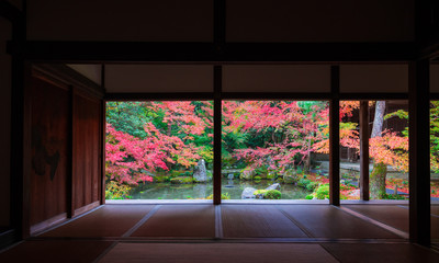 京都　蓮華寺の紅葉