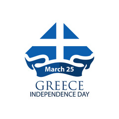 Obraz premium Vector illustration. background Greece national holiday of march 25. Greece Independence Day. Designs for posters, backgrounds, cards, banners, stickers, etc