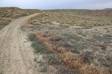 The dry desolete trail in Highline Lake State Park, Mesa County, Colorado.