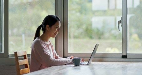 Woman work on computer