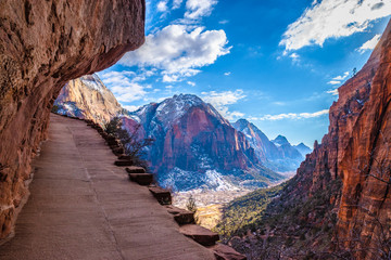 Hiking in the Winter Through Zion National Park in Utah