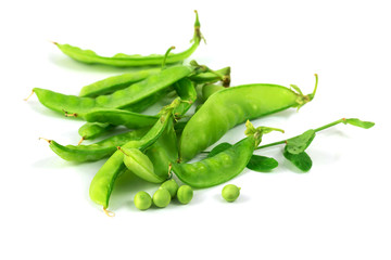 Green fresh string bean isolate on white background