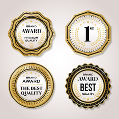 Elegant pearl white labels set. Golden Pearl badge collection.