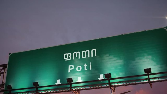 Airplane Landing Poti during a wonderful sunrise