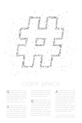 Abstract Geometric Low polygon square box pixel and Triangle pattern Hashtag sign, social network connect concept design black color illustration on white background with copy space, vector eps 10