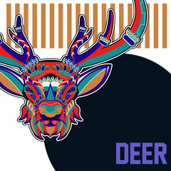 Deer head stylized in zentangle style