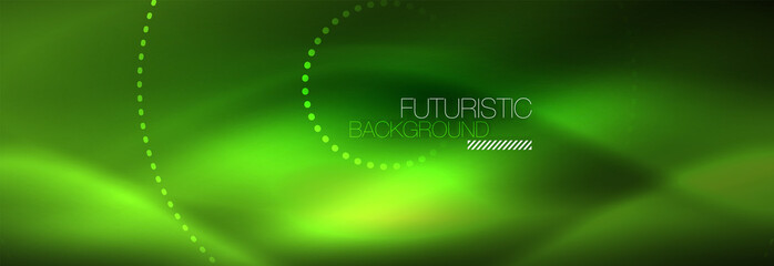 Green neon dotted circles background