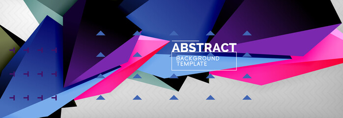 Triangles polygonal background, vector 3d poly template