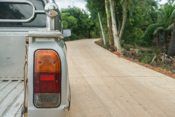 close up tail light of the old pick up car
