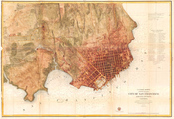 Old Map of San Francisco, Califorina, 1858, U.S. Coast Survey Chart