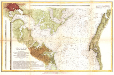 1857, U.S. Coast Survey Map or Chart of the Patapsco River, Chesapeake Bay and Baltimore