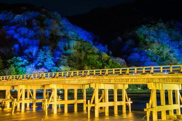 京都　嵐山　渡月橋　ライトアップ