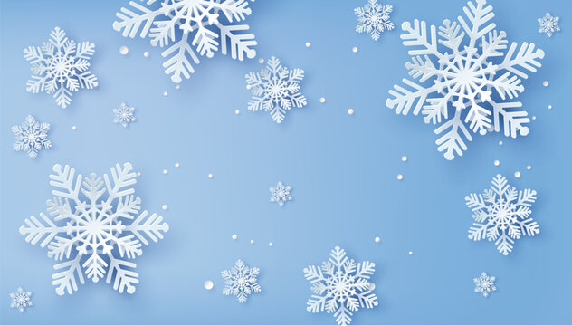 Christmas card with paper cut  snow flake