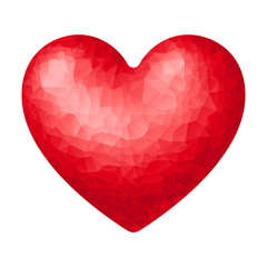Vector red polygonal heart isolated on white background
