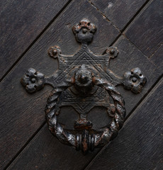 Antiker Türklopfer an einer Holztür