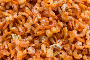 dried shrimp full background close up