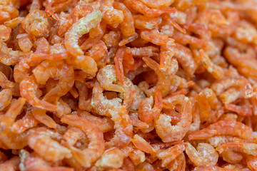 dried shrimp full background close up