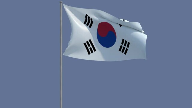 Flag of The Republic of Korea waving in the wind. In 4k, loopable and with alpha channel embedded(prores version only).