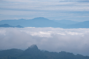 Mountain fog sky clouds landscape