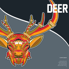 Vector color illustration of sitting deer - Vector