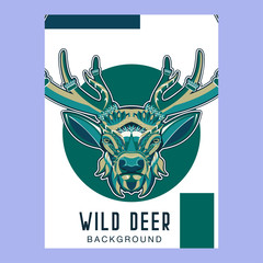 Wild deer / Emblem / Wood carving style vintage illustration - Vector