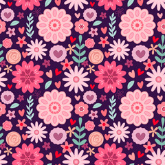 Fototapeta na wymiar Seamless pattern from decorative flowers.