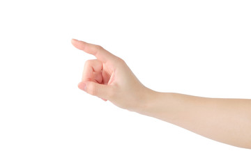 Hands showing signs pointing to the top. with clipping path.