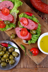 Smoked Sausage Sandwich with Cherry Tomatoes