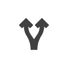 Split arrows up vector icon. filled flat sign for mobile concept and web design. Two direction way arrows simple solid icon. Symbol, logo illustration. Pixel perfect vector graphics