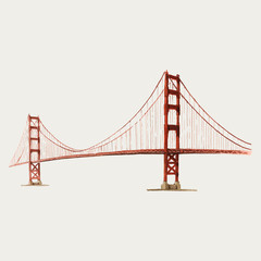 The Golden Gate Bridge watercolor illustration
