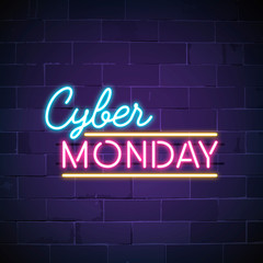 Fototapeta na wymiar Cyber Monday neon sign vector