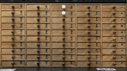 Lockers used for bad fortune telling, Omikuji at Asakusa Kannon temple, Asakusa, Tokyo, Japan