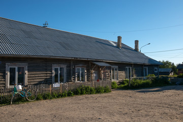 SOLOVKI, REPUBLIC OF KARELIA, RUSSIA - JUNE 25, 2018:  The village of Solovetsky. The prison barrack of the period is USLON. Currently, a dwelling house