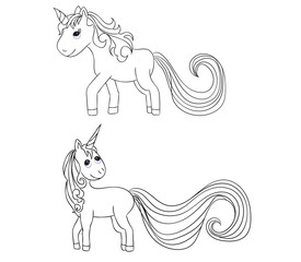 vector isolated unicorn coloring book