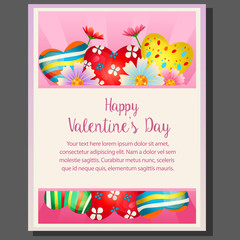 happy valentines day with colorful heart jelly candy
