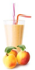 Glass of apricot smoothie or yogurt with apricots