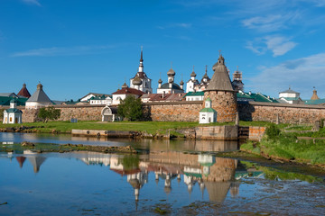 Spaso-Preobrazhensky Solovetsky Monastery in the summer from the Bay of well-being, Russia © Konstantin
