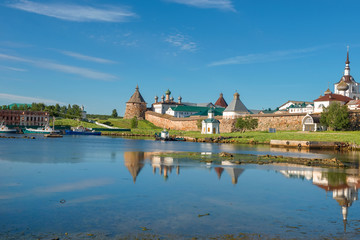 Spaso-Preobrazhensky Solovetsky Monastery in the summer from the Bay of well-being, Russia © Konstantin