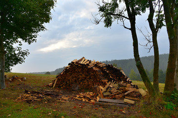 Holz Feuerholz Stapel
