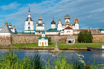 Spaso-Preobrazhensky Solovetsky Monastery in the summer from the Bay of well-being, Russia © Konstantin