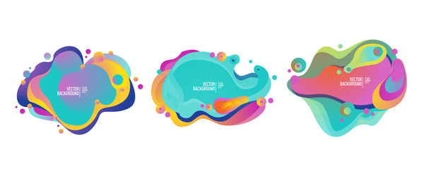 Set of abstract modern graphic elements. Dynamical colored forms and line. Gradient abstract banners with flowing liquid shapes. Template for the design of a logo, flyer or presentation. Vector.