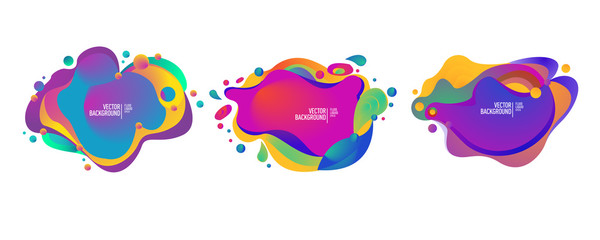 Set of abstract modern graphic elements. Dynamical colored forms and line. Gradient abstract banners with flowing liquid shapes. Template for the design of a logo, flyer or presentation. Vector.