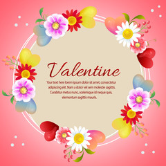 colorful valentine card with love and floral ornate