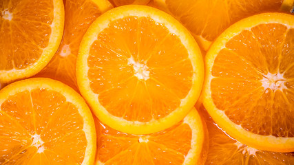 Close up a sliced fresh orange as texture background