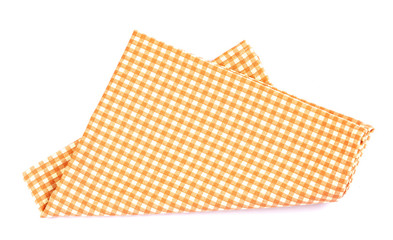 orange brown checkered napkin table clothes  on white background.