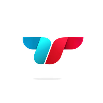 Abstract letter t logo template vector symbol, elegant beauty gradient style emblem, two letters r reflected