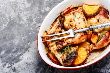 Baked chicken with orange sauce