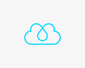 Linear cloud vector logo. Drop hearts water aqua logotype.