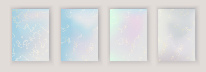 Holographic gradient mesh background with marble stains. Template for banner, mobile screen, brochure, poster