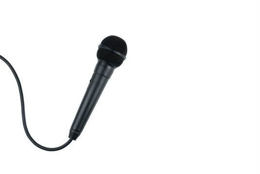 Microphone of black on isolated white background.
